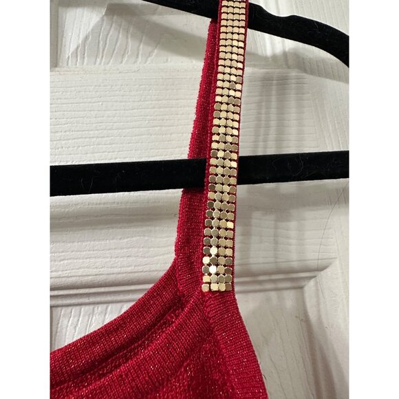 Y2k Michelle Antonelli Metallic Camisole Gold Metal Straps Silk Blend Tank Top - Picture 2 of 10